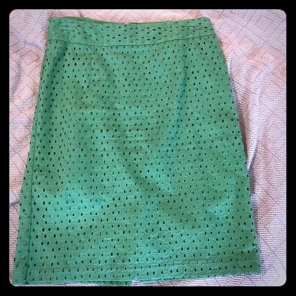 BR Pencil Skirt Retro Green Rose Doily